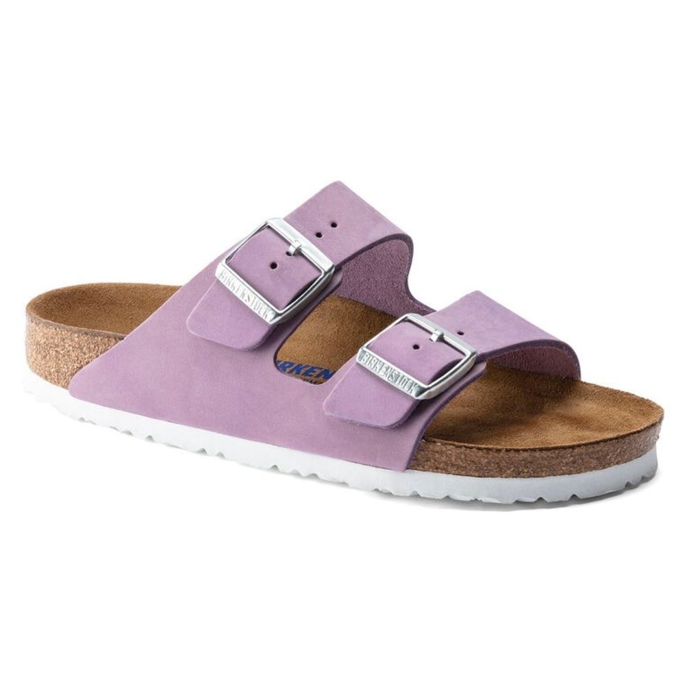 Birkenstock Arizona Soft Footbed Slide Sanford- Lavender with silver buckles